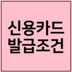 신용카드 발급조건