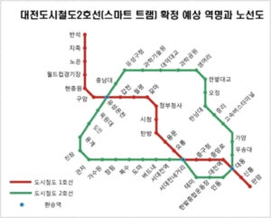 대전 트램 노선도