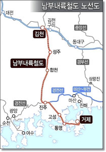 남부내륙고속철도 노선도