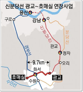 신분당선 광교~호매실 연장 노선도