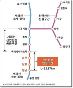 신안산선 향남 연장 노선도