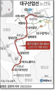 대구산업선 노선도